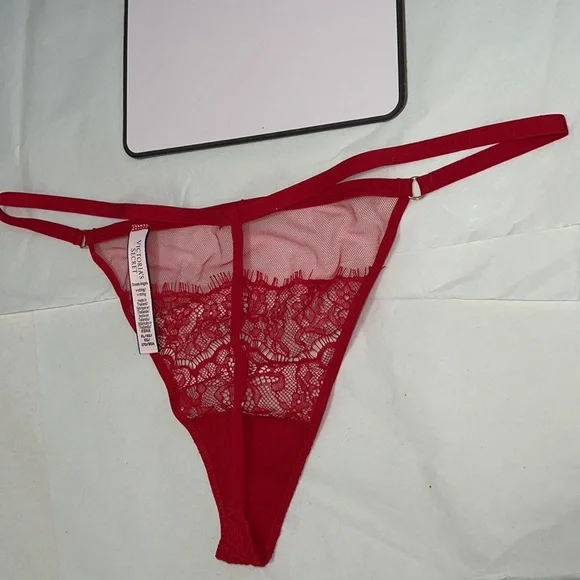 Victoria's Secret VString Mesh & Lace Red THONG Panty XL - Picture 10 of 12